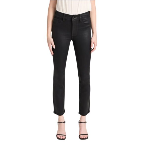 DL1961 Mara Straight Instascuplt Ankle Jeans Womens 26 Black Coated Mid Rise - Picture 1 of 13
